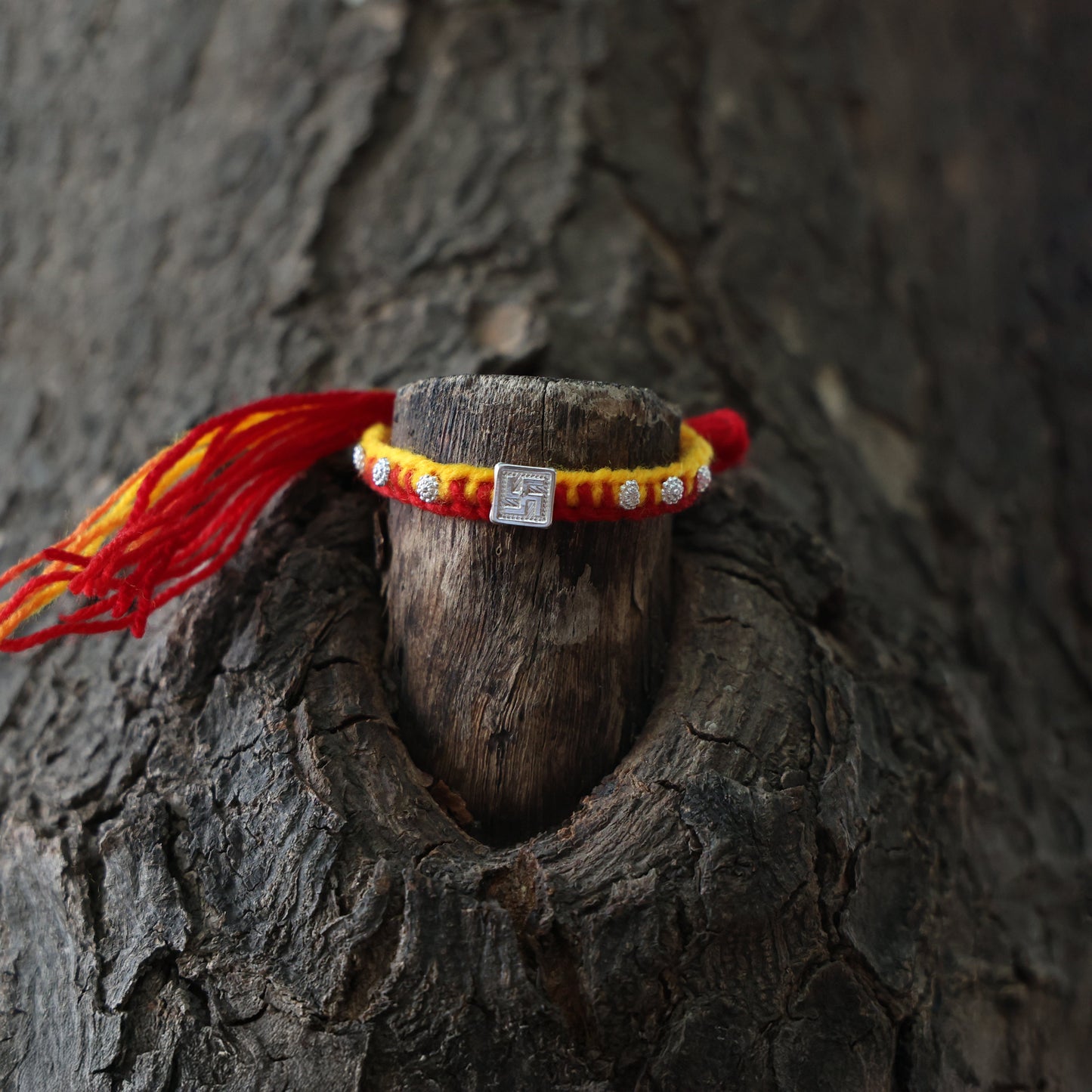 Traditional Swastik Silver Rakhi