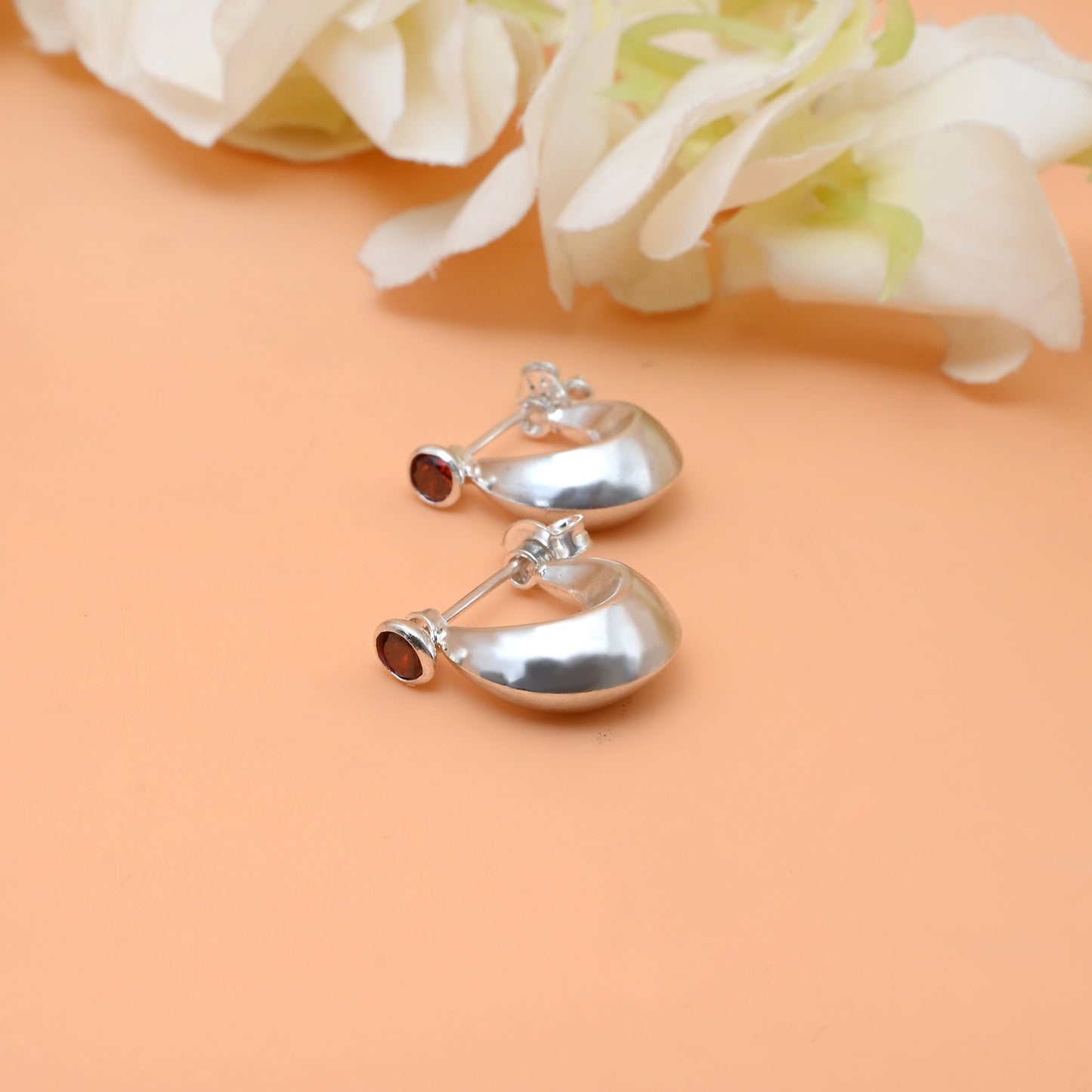Boys Silver Bali Earrings with Plain Look & Stones