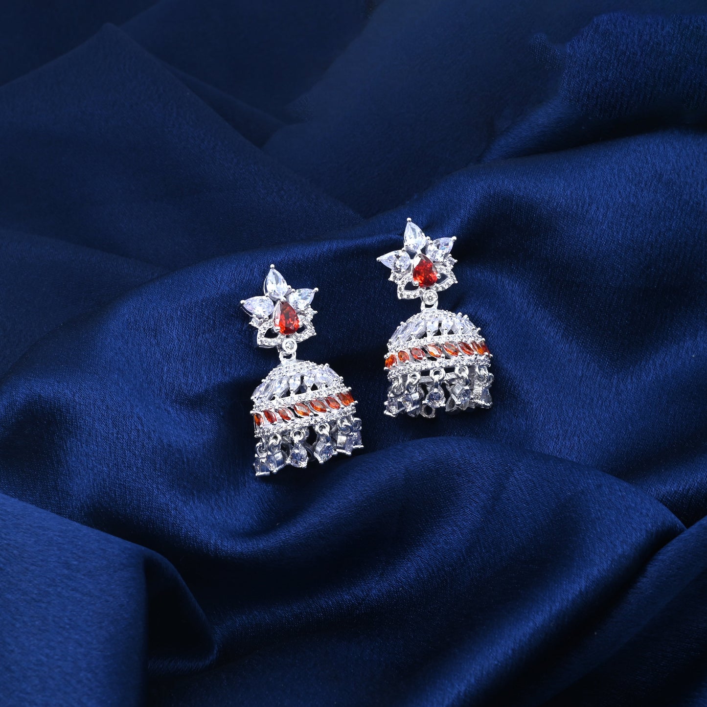 Sterling Silver Jhumka Earrings with Intricate Design