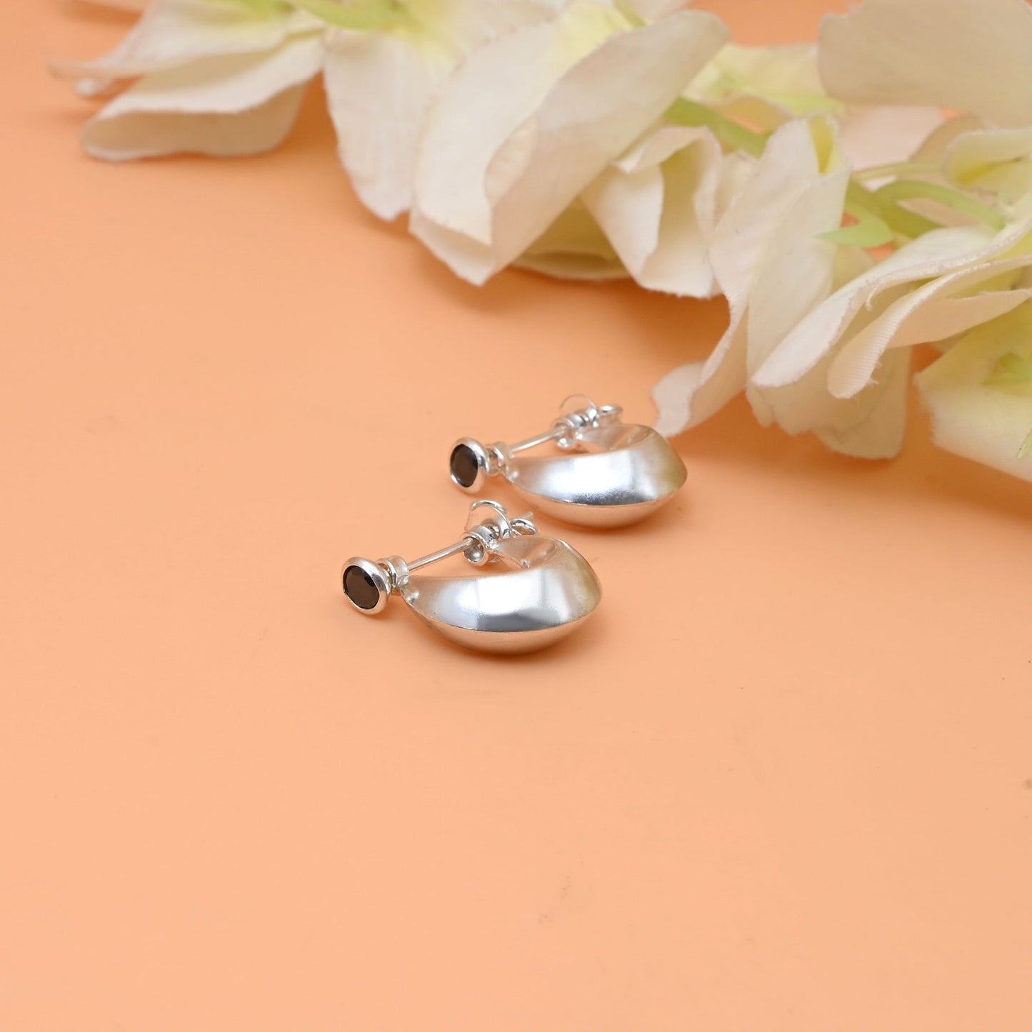Boys Silver Bali Earrings with Plain Look & Stones