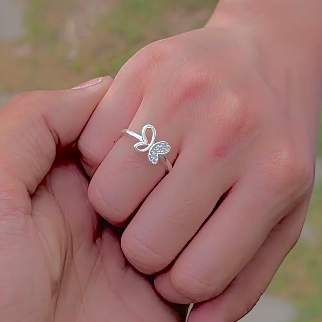 925 Sterling Silver Butterfly Ring Elegant Women’s Jewelry