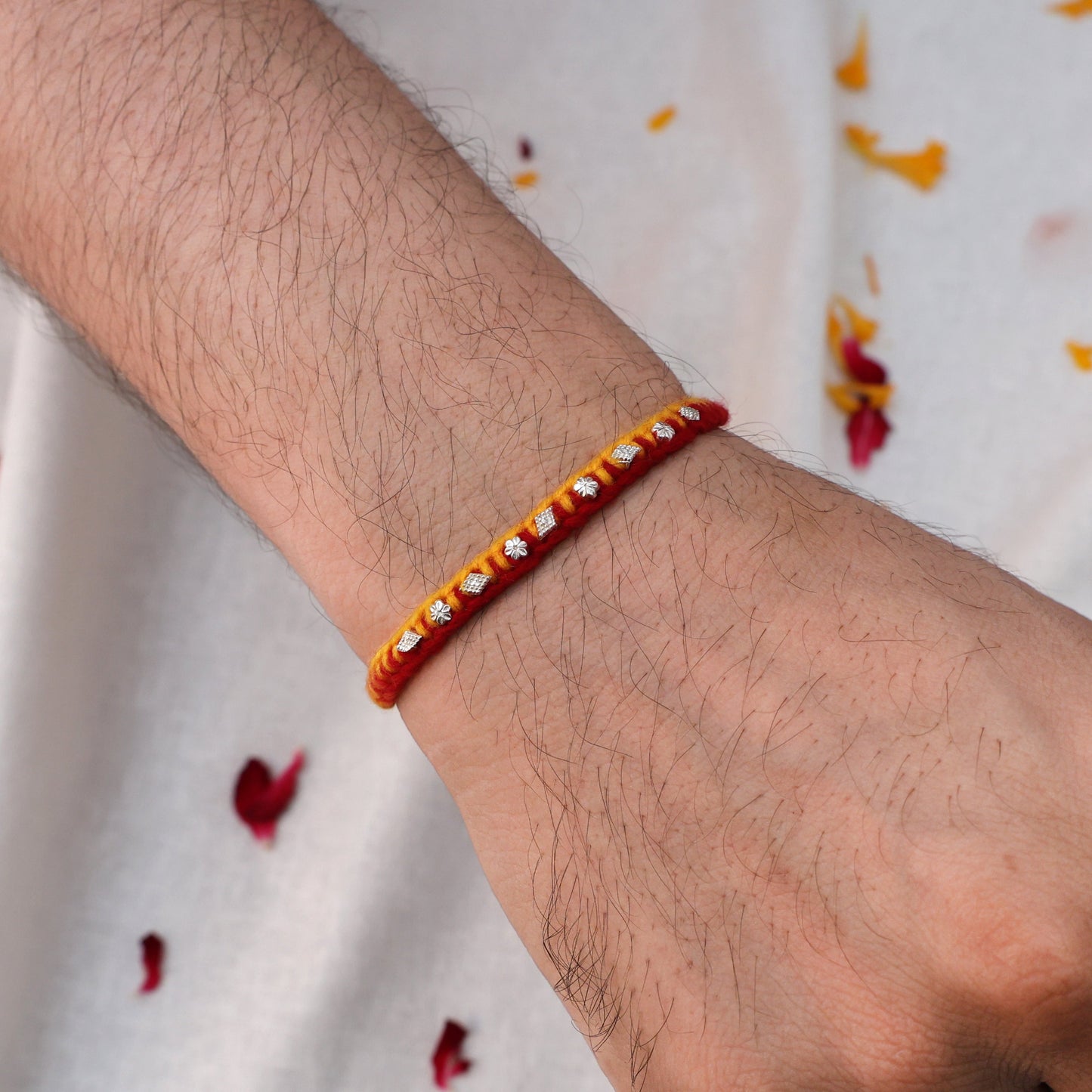 Handcrafted Silver Buds Rakhi Assorted Design