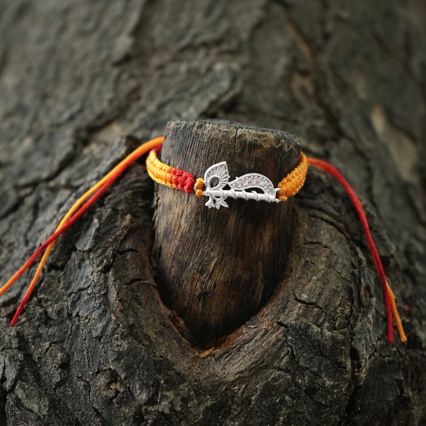 Krishna Flute Silver Rakhi for Brother