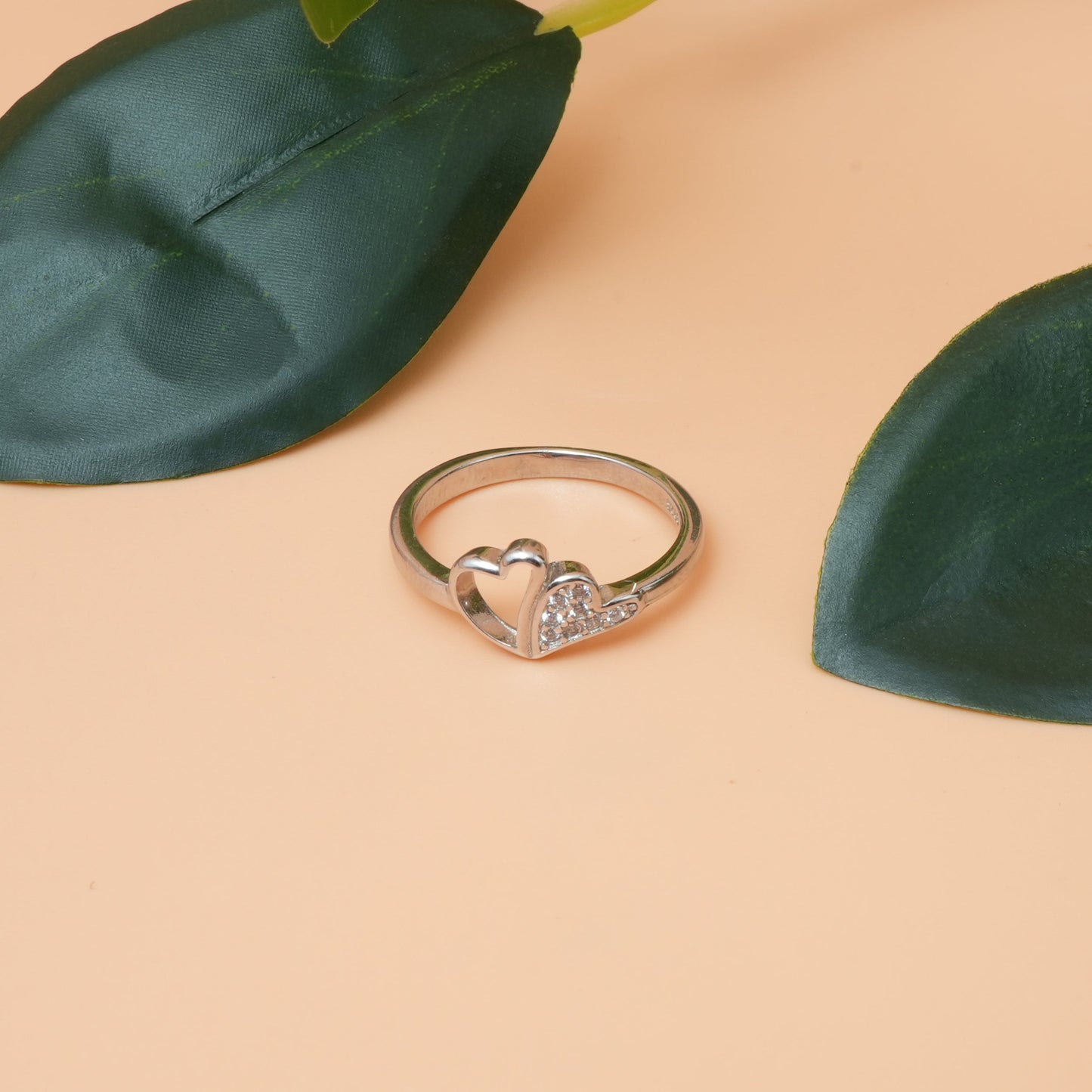 Romantic Dual Heart Silver Ring