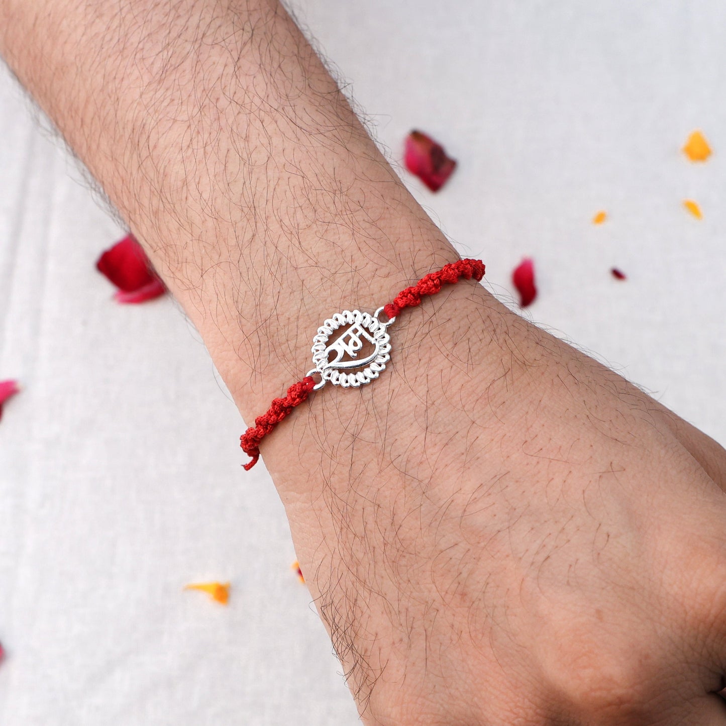 Silver Rakhi with Ram Charm