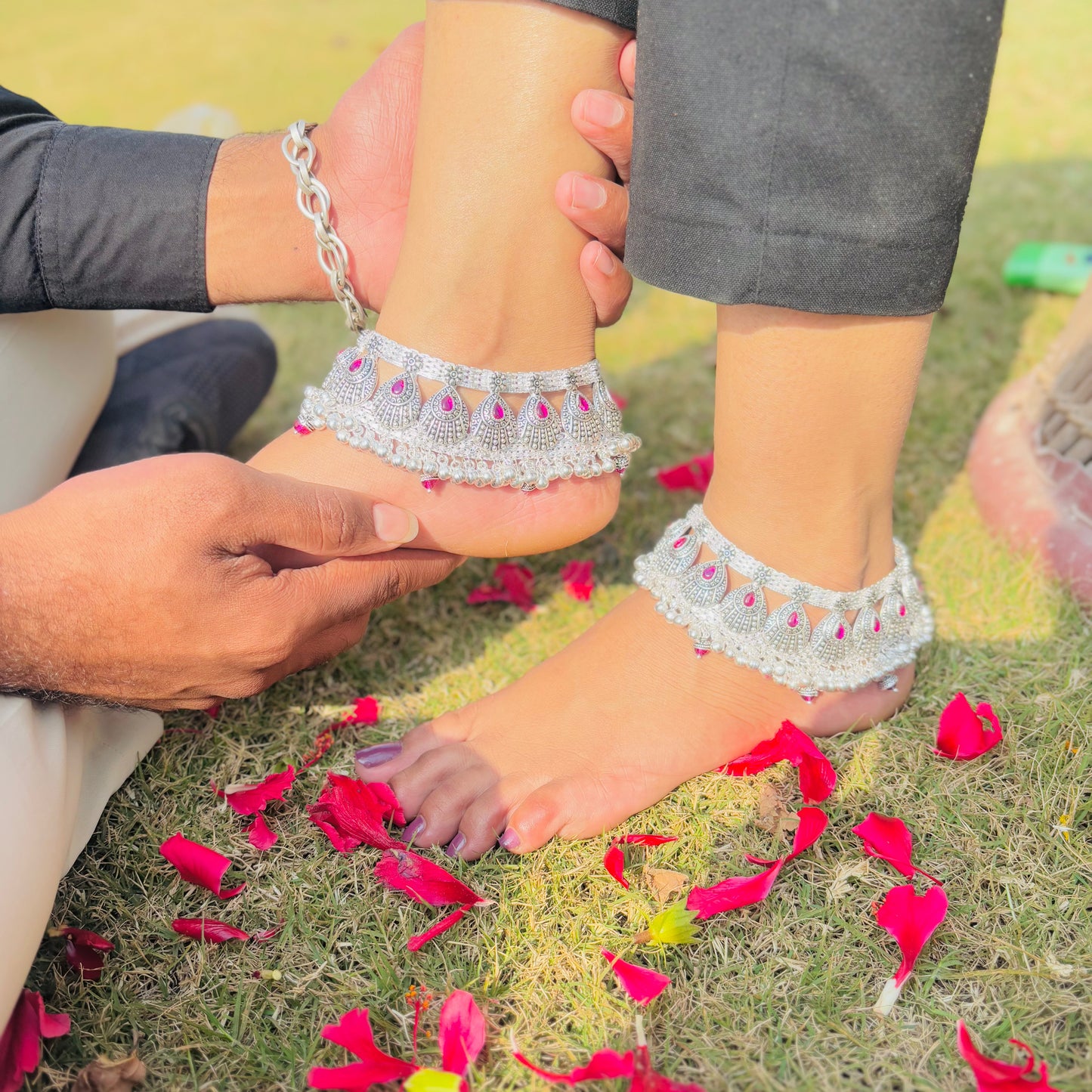 Authentic Silver Rajasthani Traditional Anklet - Heavy Design for Elegance.